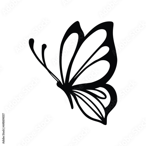 Butterfly line art. Simple minimal butterfly line tattoo icon logotype