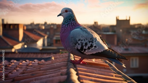 A pigeon resting on the rooftop