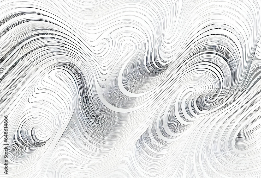 Rhythmic waves, seamless white vector pattern. Generative AI - obrazy, fototapety, plakaty 