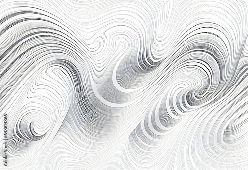 Naklejka Rhythmic waves, seamless white vector pattern. Generative AI