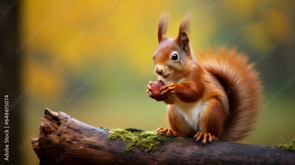 a red squirrel enjoys eating somthing sitting on a branch a red squirrel enjoys eating somthing sitting on a branch