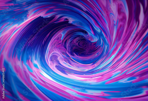 This is the abstract image of a blue, pink and purple swirling wave. Generative AI