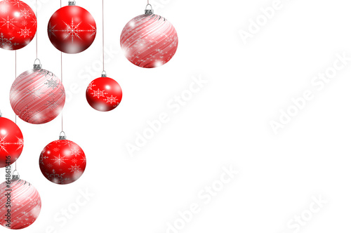 beautiful Christmas background with Christmas toys hanging on ropes