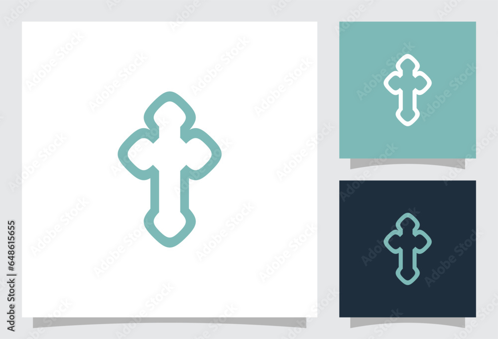 vector cross logo with creative line style vector cross logo with creative line style