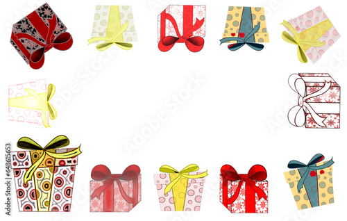 beautiful background with colorful gifts on a light background	