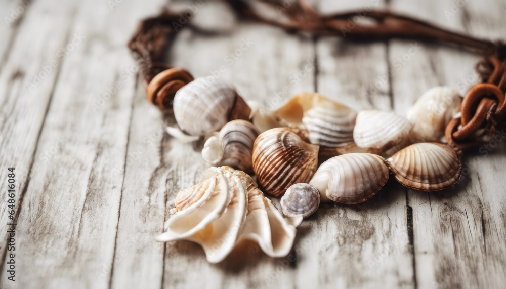 Seashell necklace with copy space Seashell necklace with copy space