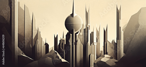 Abstract surreal castle poster.