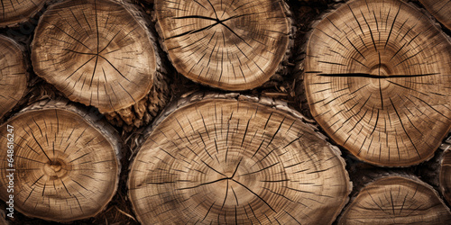 Wooden natural sawn logs as background.