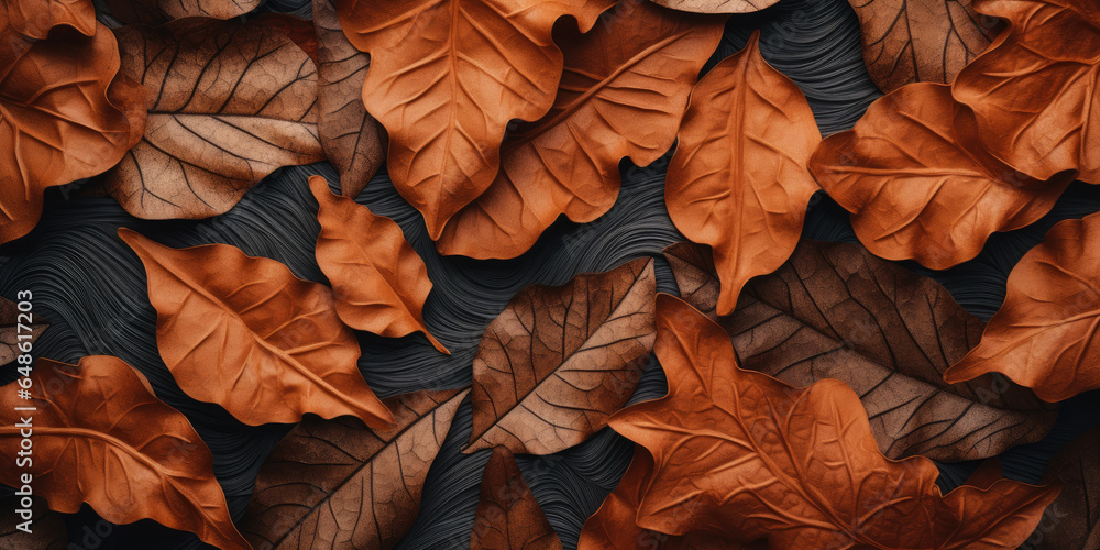 Fototapeta premium Close-up autumn dry leaf textured wallpaper
