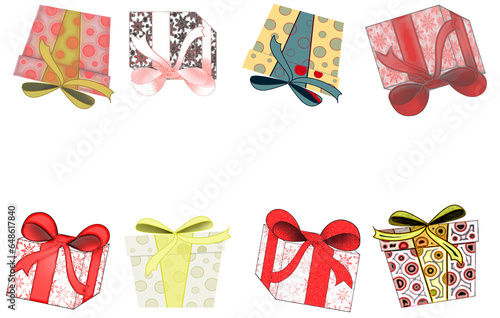 beautiful background with colorful gifts on a light background	