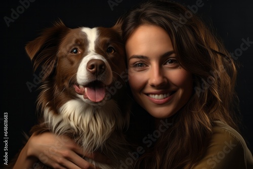 Photo of a woman with her beloved dog created with Generative AI technology