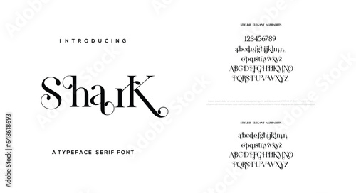 Vector Shark abstract fashion font alphabet minimal modern urban fonts for logo brand etc typography vedctor illustration