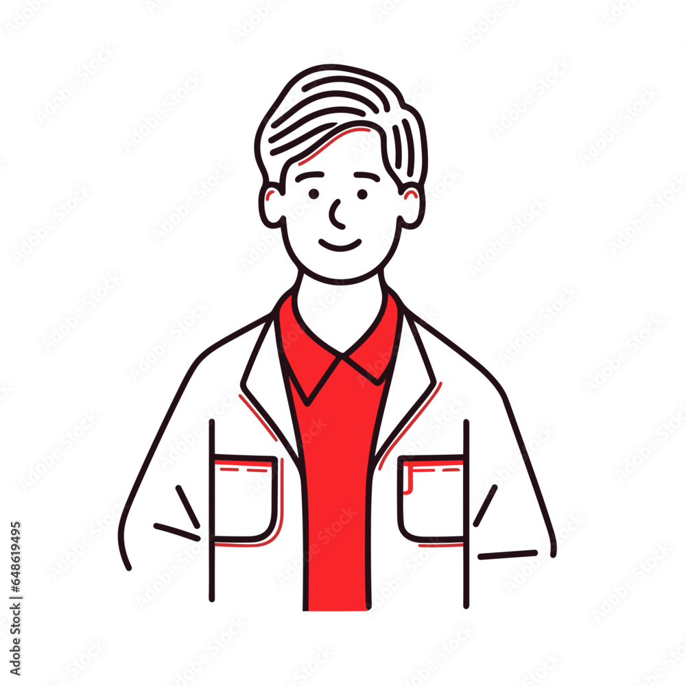 Obstetrician vector icon in minimalistic, black and red line work, japan web Obstetrician vector icon in minimalistic, black and red line work, japan web