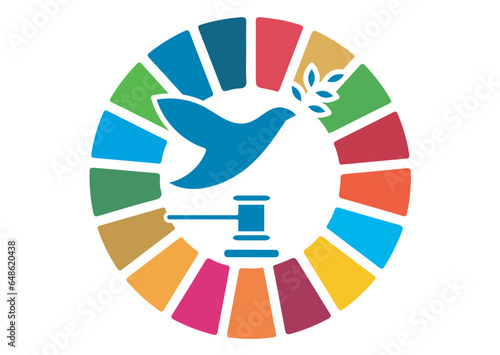 The Global Goals Sustainability Development 16 Sixteen Peace Justice Strong Institutions Multicolor