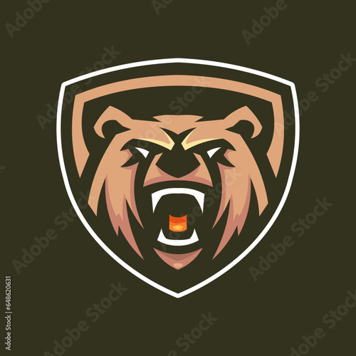 Angry Wild Bear For Esport and sport mascot logo isolated