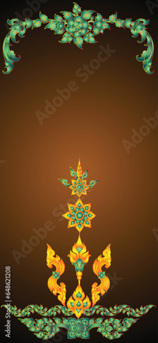 Vector illustration. Wallpaper iphone Thai art pattern or Line Thai background texture.