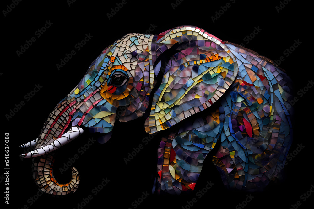 Elephant glass mosaic abstract Elephant glass mosaic abstract
