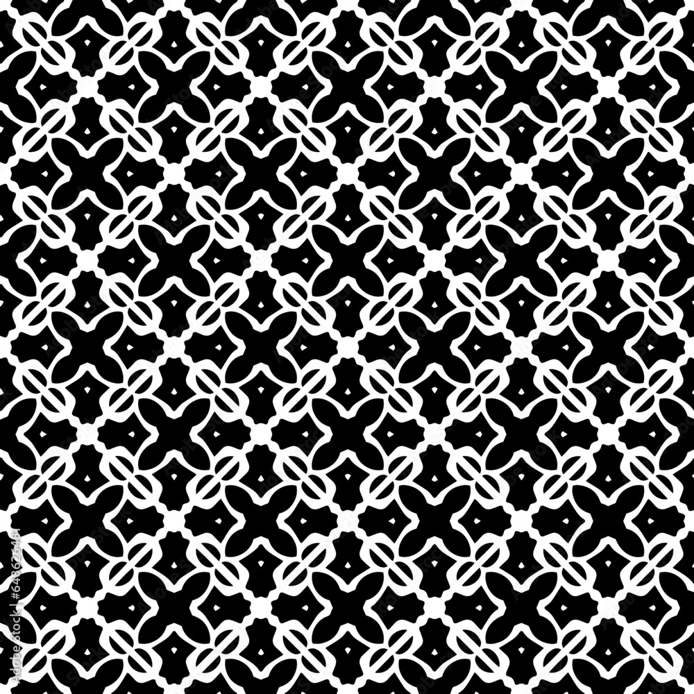 Fototapeta premium Black and white seamless pattern. Repeat pattern. Abstract background. Monochrome texture. Seamless texture for fashion, textile design, on wall paper, wrapping paper, fabrics and home decor.