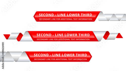 Lower third, video headline title or television news bar design template with ribbon theme isolated on white background