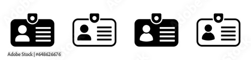 ID card vector icons. Personal identification document symbols set