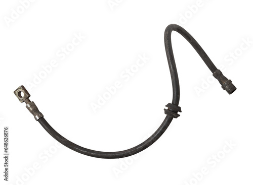 A metal brake pipe is part of the vehicle brake system, which supplies brake fluid under pressure to the service brake cylinders or calipers on wheels. Spare parts for sale in auto service.