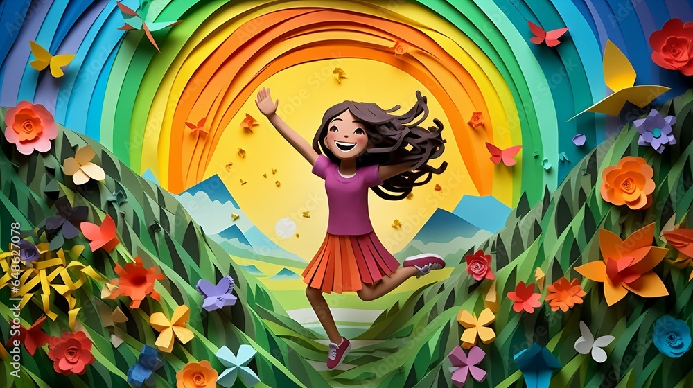 Origami Meadow Delight: Children and Rainbow in a Paper Wonderland Origami Meadow Delight: Children and Rainbow in a Paper Wonderland