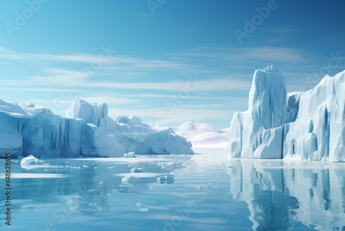 Sea level rise due to thawing polar ice. Generative AI © Sariel