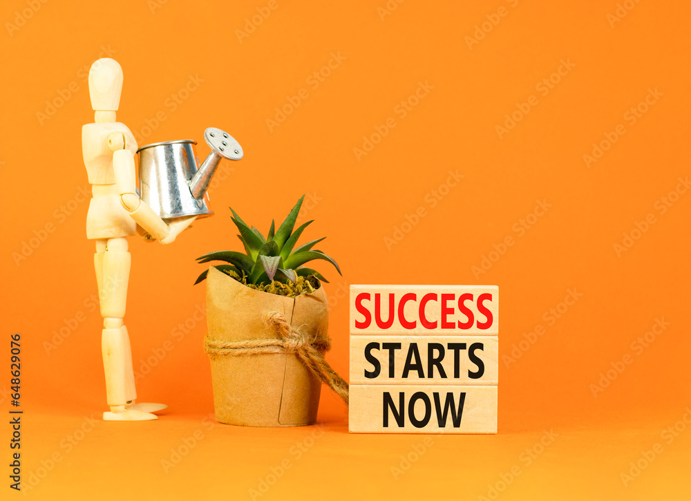 Success starts now symbol. Concept word Success starts now on beautiful