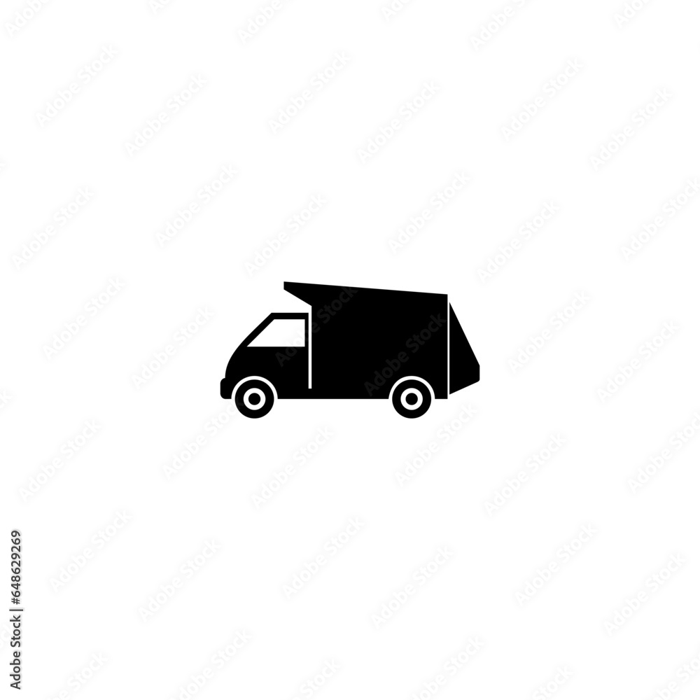 Small garbage truck icon  isolated on white background 