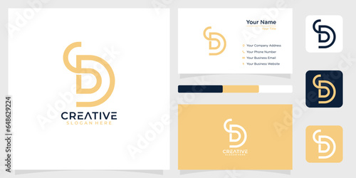 Initial letter D SD monogram line techology logo design creative simple and business card photo