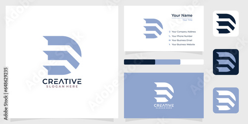 Initial letter D E monogram ine techology logo design creative simple and business card