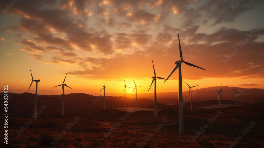 Renewable Energy at Dusk: Wind Turbines on the Horizon