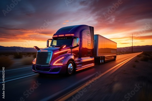 Truck at sunset