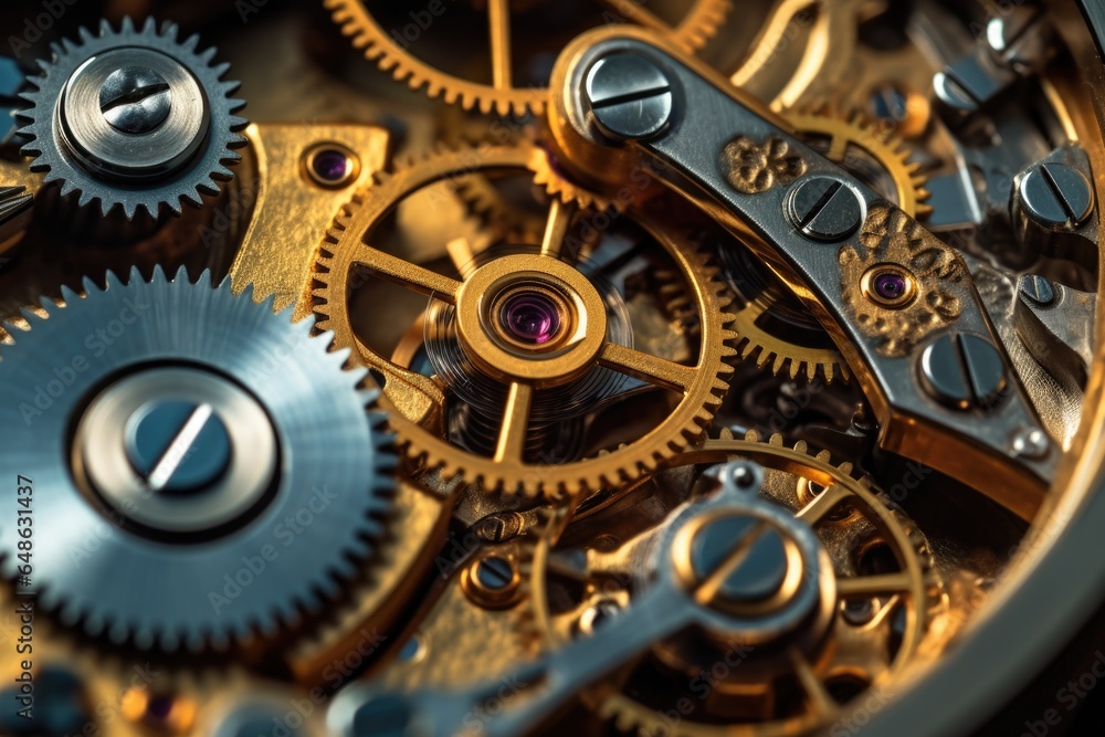 Horological Marvel: Detailed View of a Functional Watch Mechanism Horological Marvel: Detailed View of a Functional Watch Mechanism