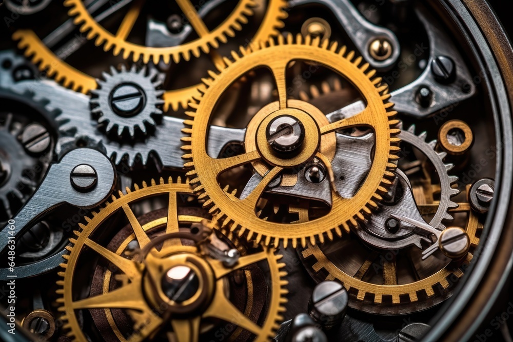 Horological Marvel: Detailed View of a Functional Watch Mechanism Horological Marvel: Detailed View of a Functional Watch Mechanism
