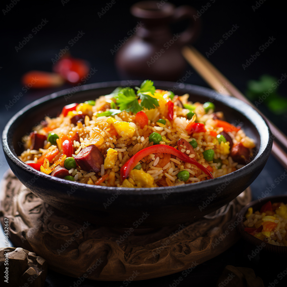 Delicious fried rice, a flavorful culinary masterpiece Delicious fried rice, a flavorful culinary masterpiece