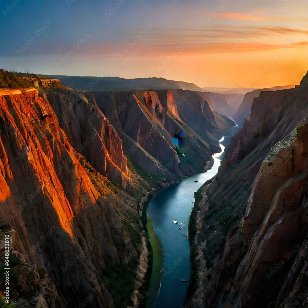 Obraz premium Black Canyon of the Gunnison at Twilight.AI generated