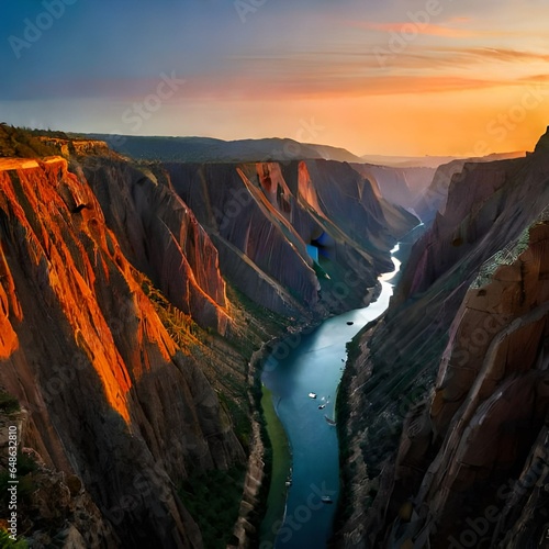 Black Canyon of the Gunnison at Twilight.AI generated