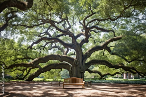 Massive oak tree in Charleston, SC. Generative AI photo