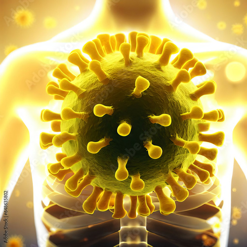 3d rendered illustration of a yellow virus