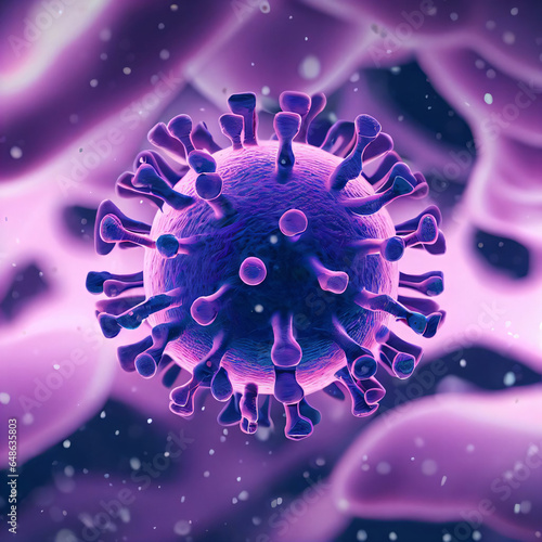 3d rendered illustration of a purple virus