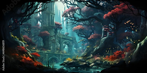 Halloween theme background  dark forest