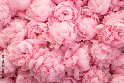 Beautiful bouquet of pink peonies, floral background or wallpaper. Generative AI