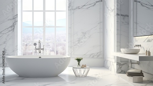 Classic Monochrome  White Bathroom with Artistic Flair