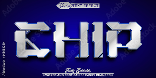 Silver Chipset Tech Vector Editable Text Effect Template