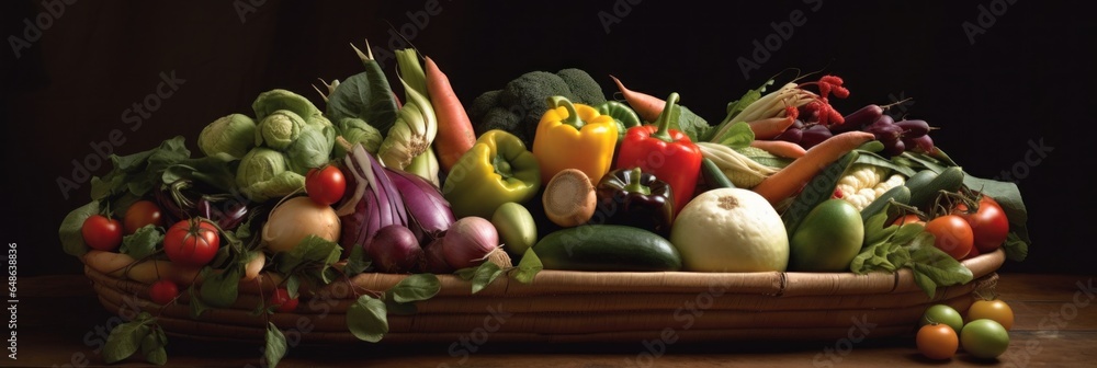 Variety of Fresh Vegetables on Wooden Platter Variety of Fresh Vegetables on Wooden Platter