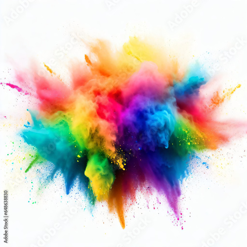 colorful rainbow holi paint color powder explosion isolated white background