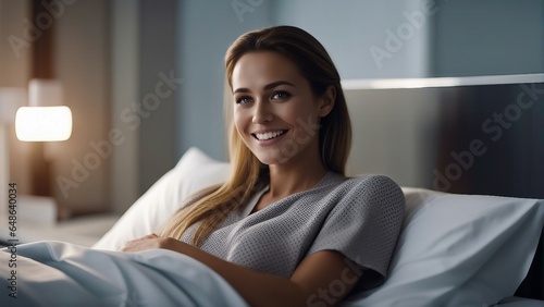 Free Download woman patient in a clinic hospital room on a bed rece - GFXLoad