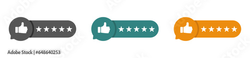 Customer product rating with five stars vector icons set. Trendy Customer product rating icons