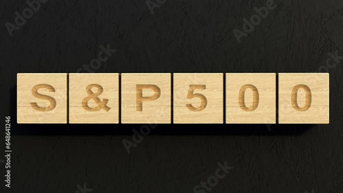 S&p500 index. Stock market concept. Wooden cubes photo